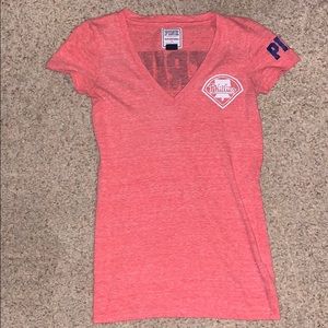 PINK PHILLIES V NECK TEE